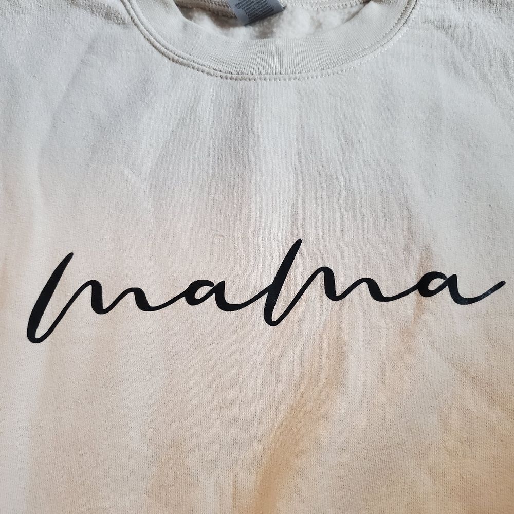 Mama Crewneck Sweater Cream Medium - Picture 2 of 5